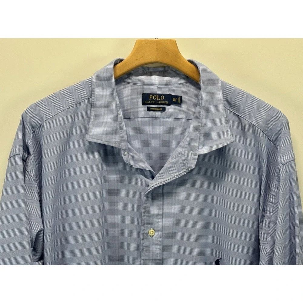 Polo Ralph Lauren Performance Shirt Sz 4XLT Big & Tall Men's Glen Plaid
